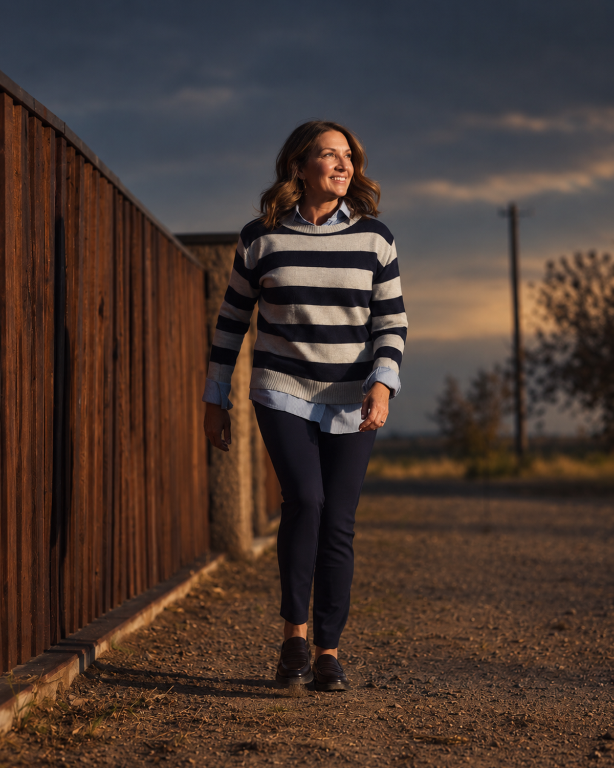 The Wide Stripe Sweater – Navy