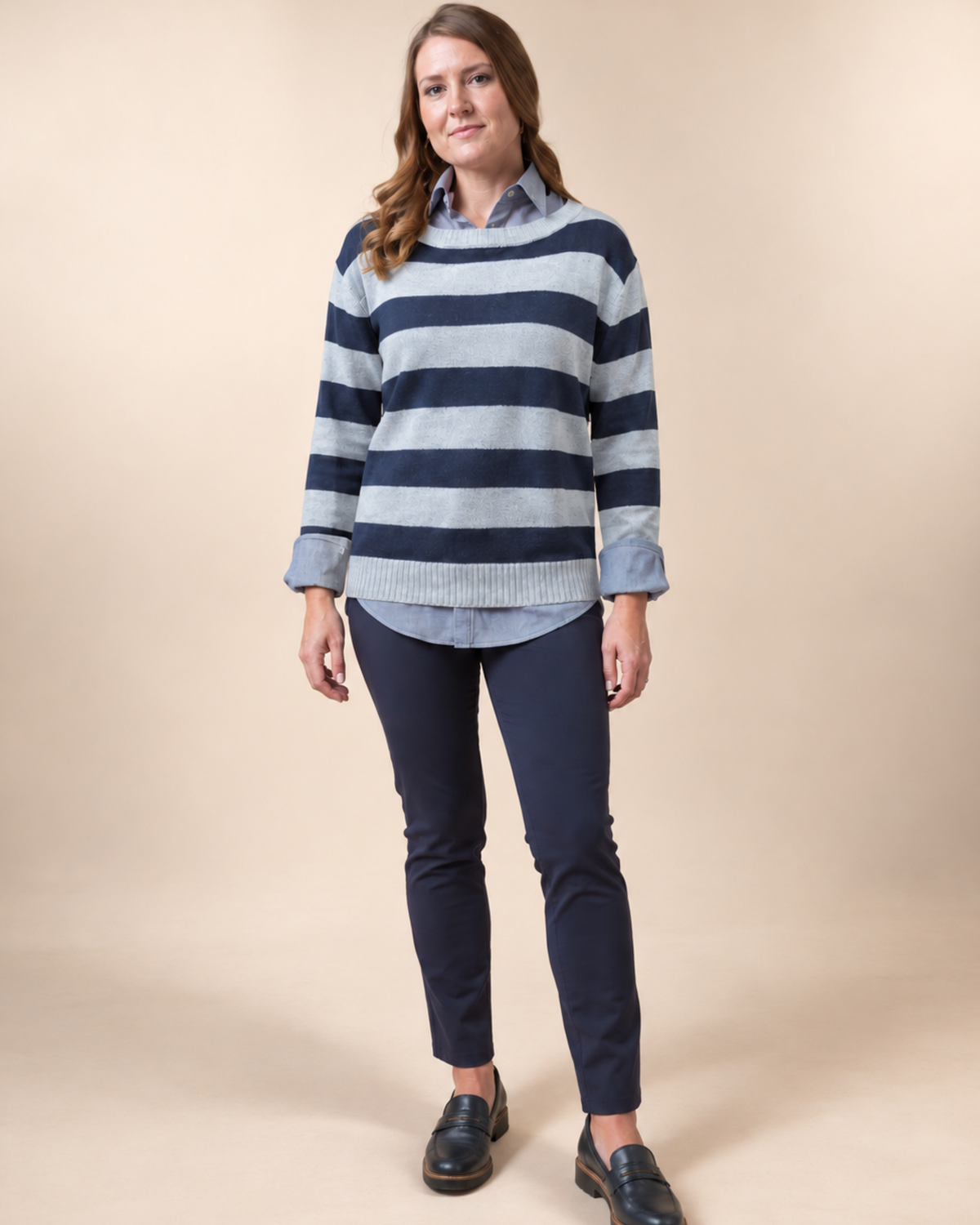 The Wide Stripe Sweater – Navy