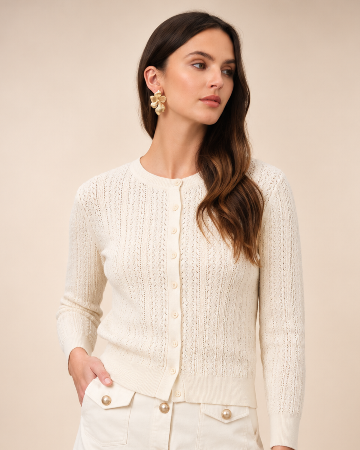 The Pointelle Cardigan – Vanilla