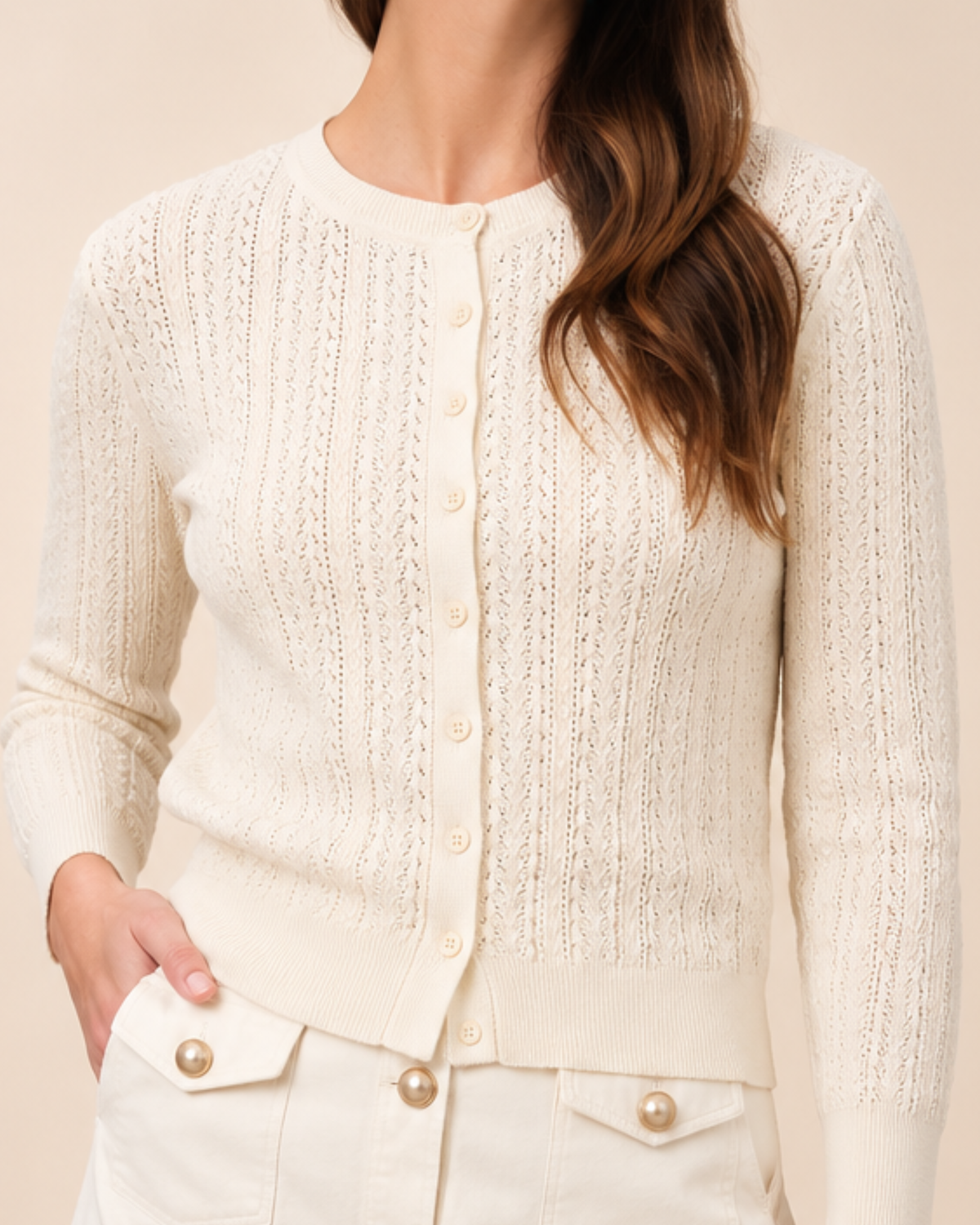 The Pointelle Cardigan – Vanilla